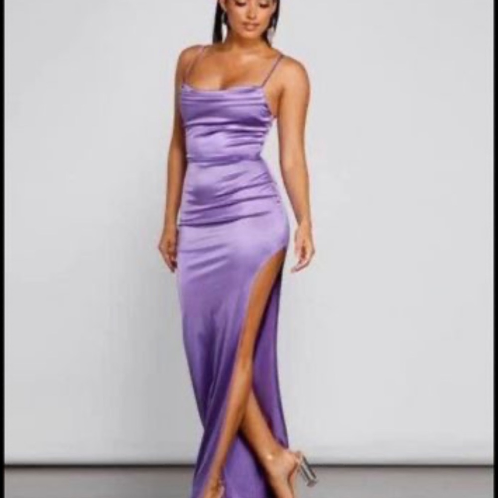 Lola high slit satin dress